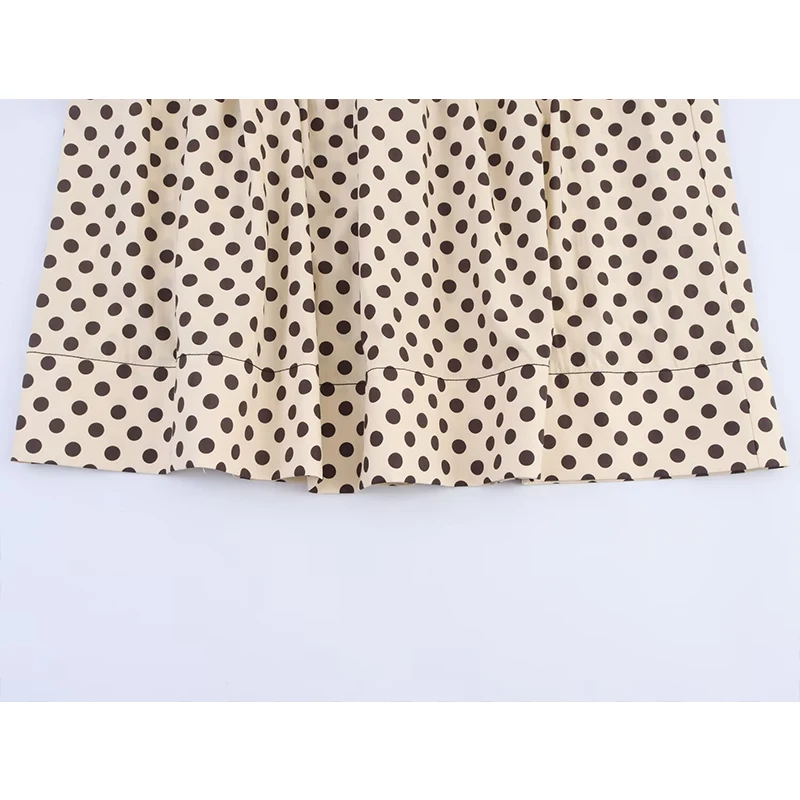 2025 Polka Dot Printing Pleated Long Skirts For Women Fashion 2025 New Chic Elegant Elastic Waist Midi Casual Skirts