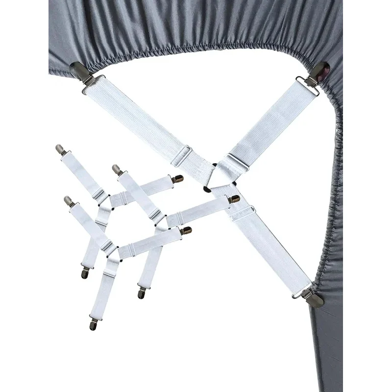 4 Pcs Triangle Bed Sheet Holders Fitted Sheet Clips Adjustable Suspenders Mattress Gripper Clips Bed Mattress Cover bed sheet holder