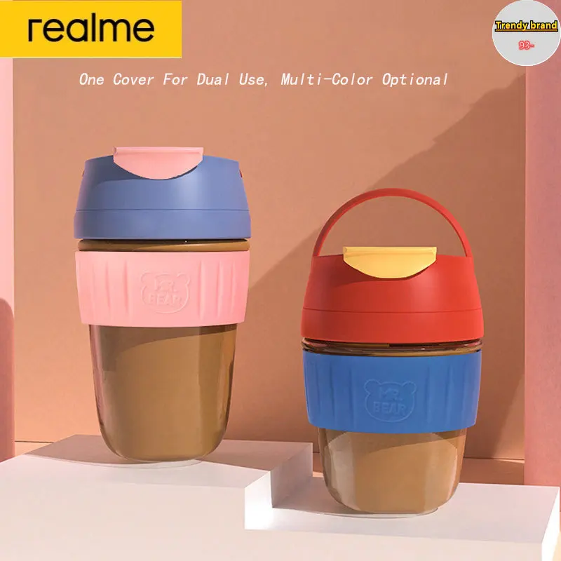 

Realme Ins for Men and Women High Temperature Resistant Glass with Straws Simple and Cute Portable Large-Capacity Coffee Cup
