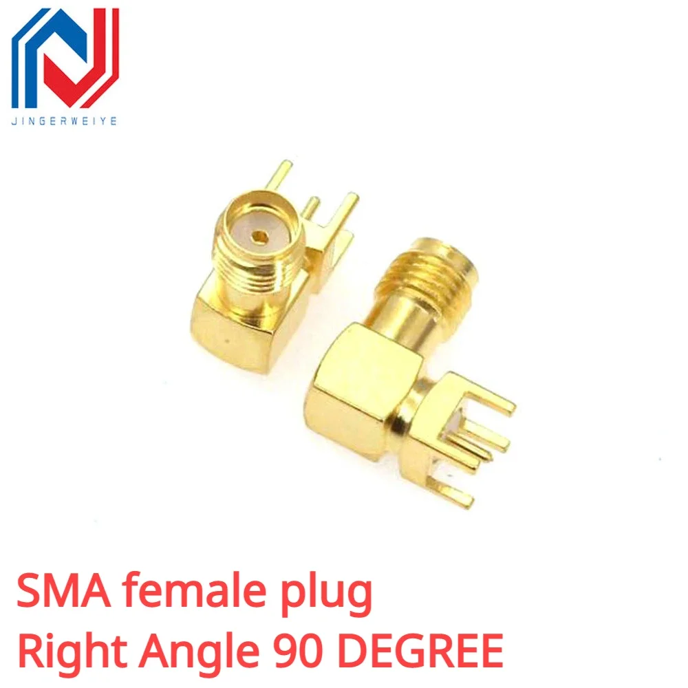 

5PCS SMA female plug Right Angle 90 DEGREE SMA-KWE PCB Mount connector RF adapter