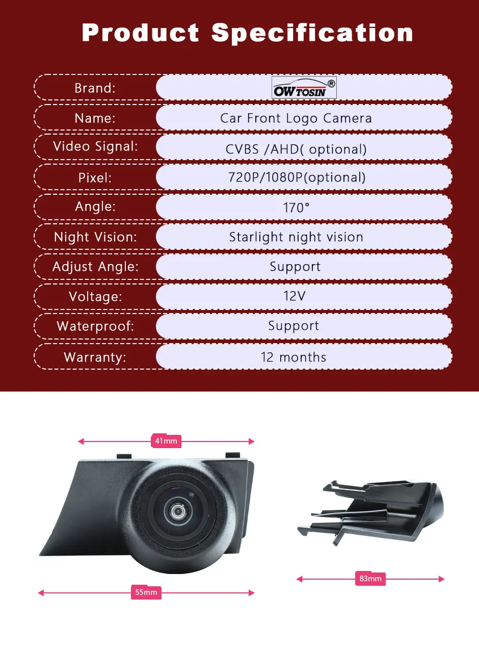 AHD 1080P 170 °   폭스바겐 VW 골프 7 Mk7 페이스리프트 2018 2019 2020 2021 차량 로고 전방 카메라용 어안 카메라