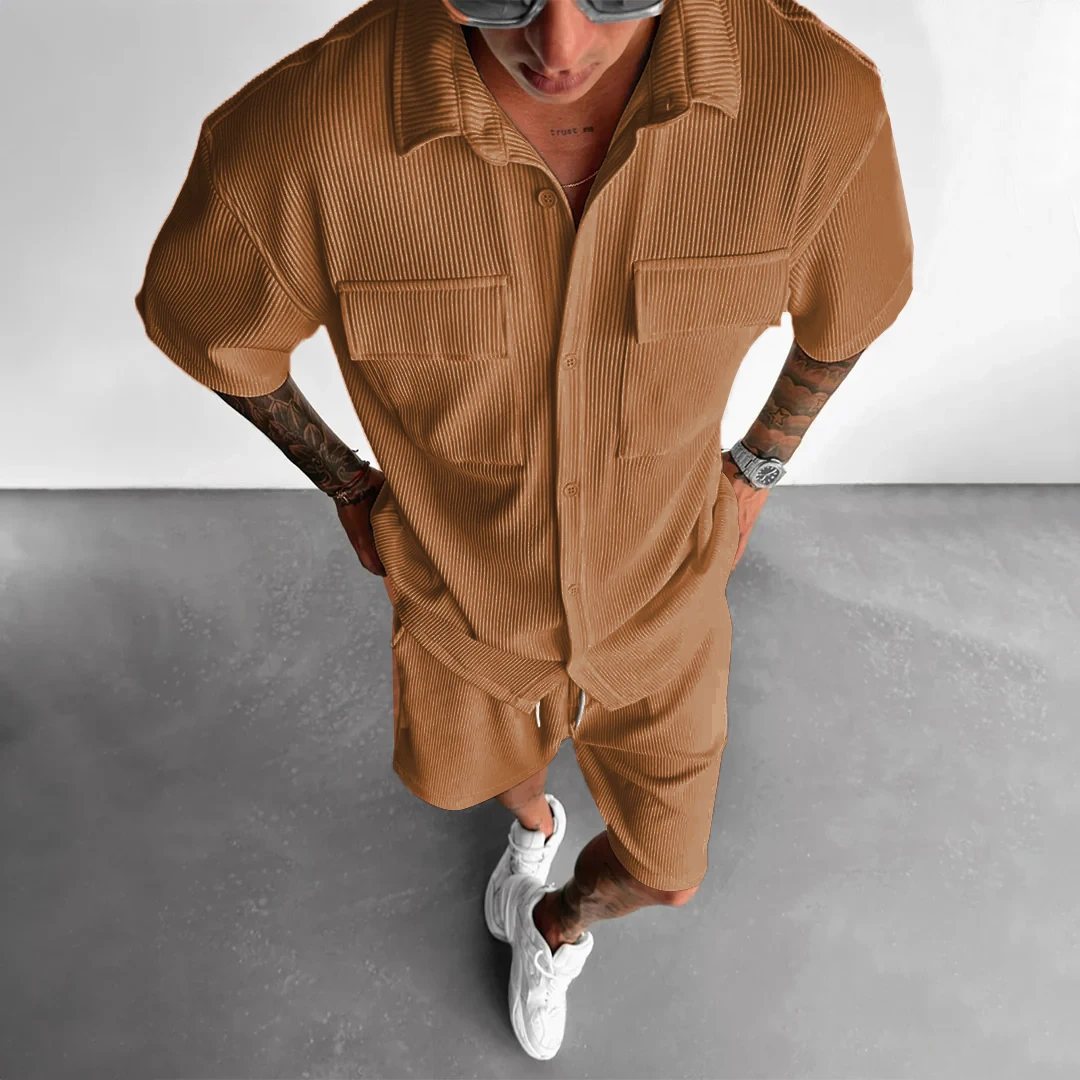Summer Short Sleeve Shirt+Shorts Sports Suit Men's Loose T-Shirt Five Pants Casual Fashion Running Suit Male Two-Piece Clothing