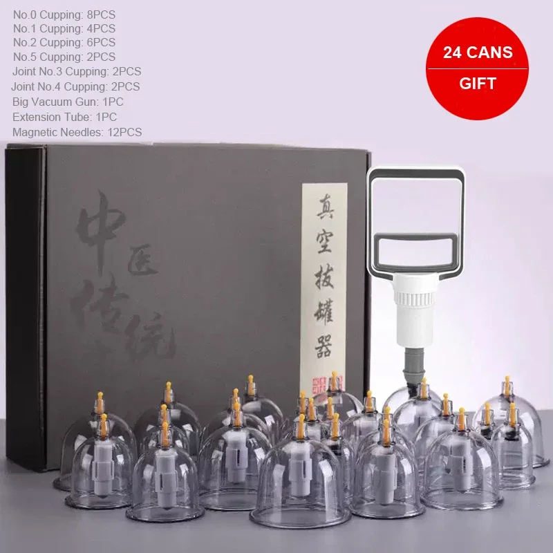 12/20/24 Cans Vacuum Cupping Massage Therapy Set Chinese Cupping Cups Physiotherapy Healthy Care Suction Cup For Body Massager 6
