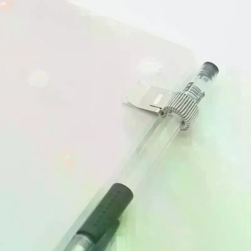 1/3/5Pcs 다기능 텔레스코픽 스프링 전기 도금 펜 클립 메모장 휴대용 스프링 펜 슬롯 고정 문구 액세서리