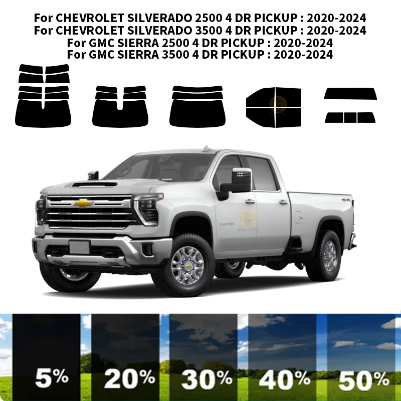 

Precut nanoceramics car UV Window Tint Kit Automotive Window Film For CHEVROLET SILVERADO 3500 4 DR PICKUP 2020-2024