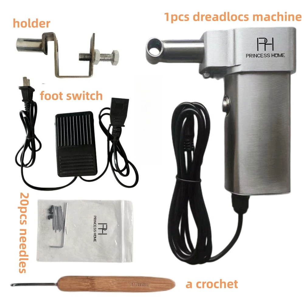 Upgraded-Foot-Automatic-Dreadlocks-Machine-6-sizes-Heads-1-Bag-Needles ...