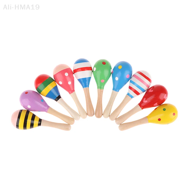 2Pcs Cute Mini Wooden Sand Hammer Maracas Rattle Shaker Toys For Baby Musical Instruments Baby Shower Party Favors Gift Kids baby musical toys