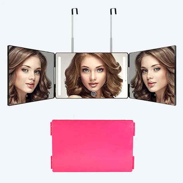 3 Way Mirror With Led Light,360 Mirror,trifold Portable Barber Mirror