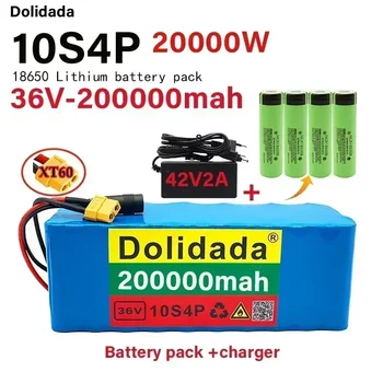 Batteria al litio 36V 10s4p 200Ah, grande capacità, per vélo e trottinette elettriche, con presa BMS XT60 e chargeur inclus