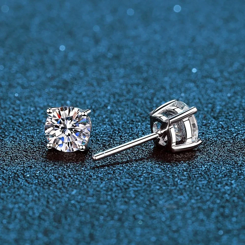 2ct Moissanite Earrings for Women Men Lab Diamond White Gold Plated 925 Sterling Silver Stud Earring Luxury Fine Jewelry silver earrings,silver stud earrings,moissanite charms materials