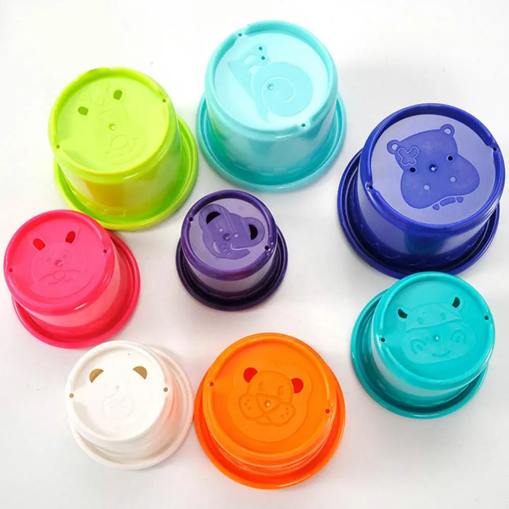 8Pcs/Set Baby Bathroom Beach Stacking Cup Children Kids Educational Develop Toys Sorting, Nesting & Stacking toys