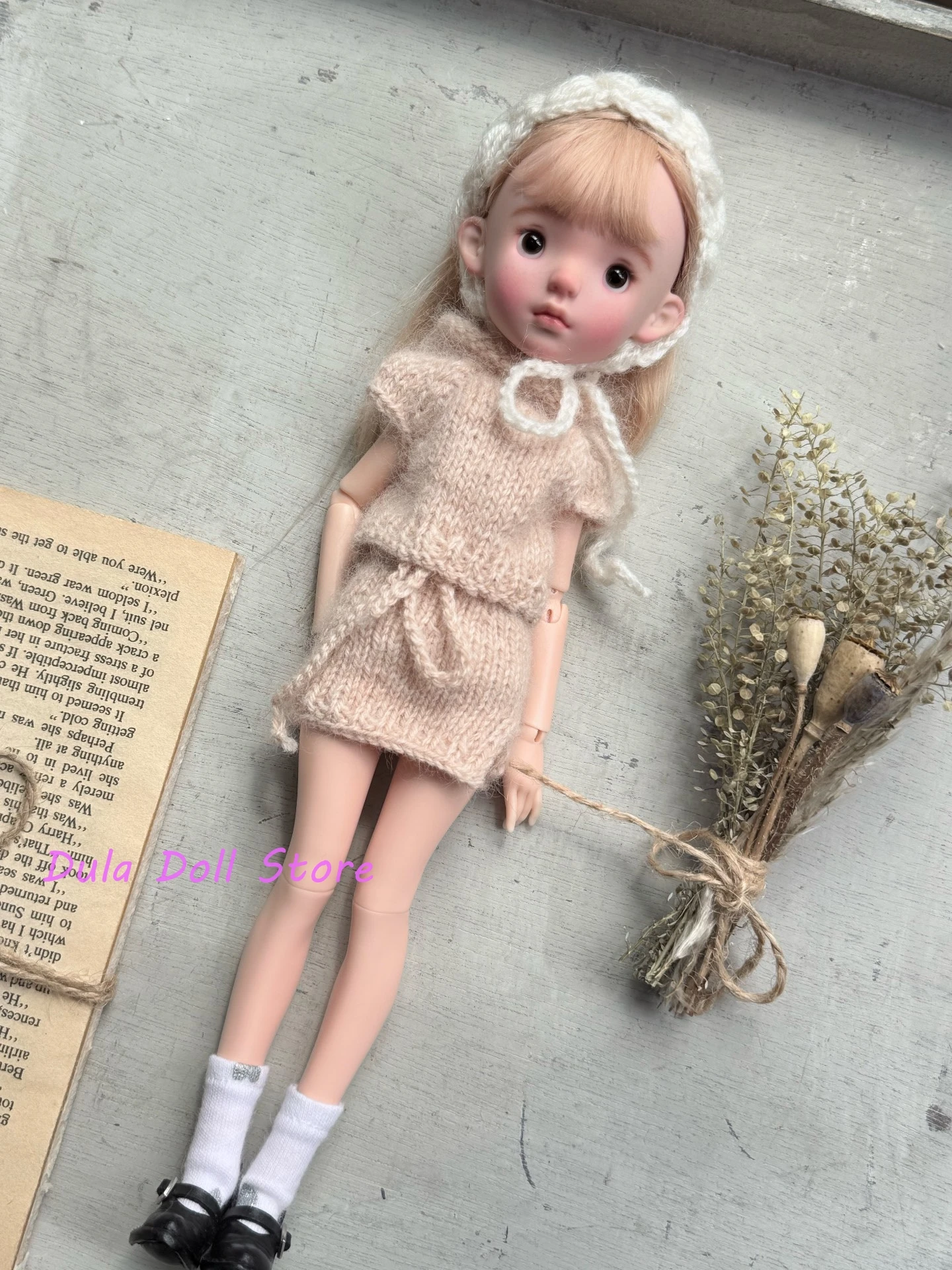 Dula 인형 옷 Blythe Landoudou Landazz ob24 ob22 Licca 1/6 인형 니트 원사 후크 및 머리띠 ? 탑스 ? 스커트