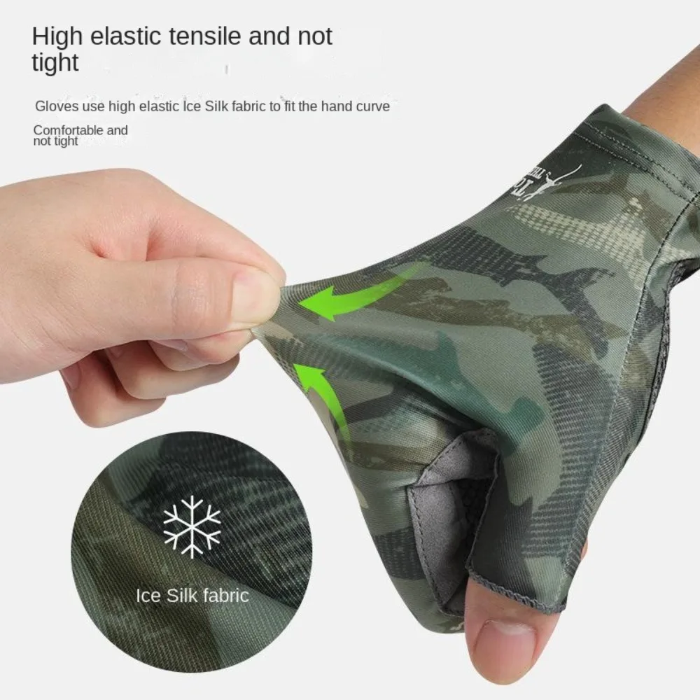 

Screen Gloves Fishing Equipment Outdoor Sport Protective Mittens Half Finger Gloves Ice Silk Fishing Gloves Sunscreen Mittens