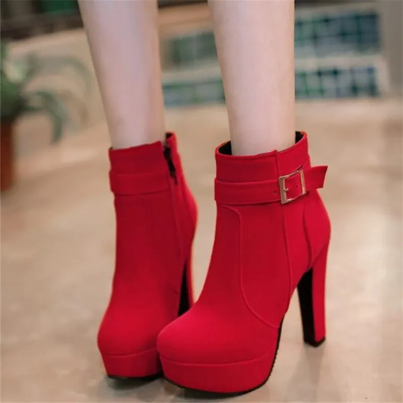 Promotion winter New pattern fashion woman High-heeled Short boots Minimalism temperament women boots plus size 34-43