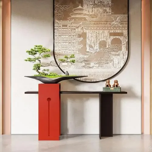 新しいスタイルの廊下エントランステーブル、新しい中国風の無垢材の