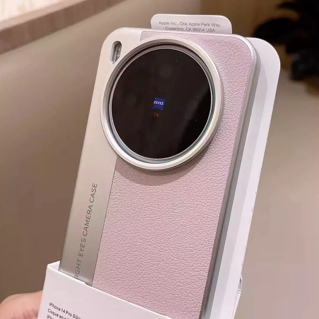 Luxury Leather Shockproof Protective Cover - Hard Business Style Case with Metal Lens Protection