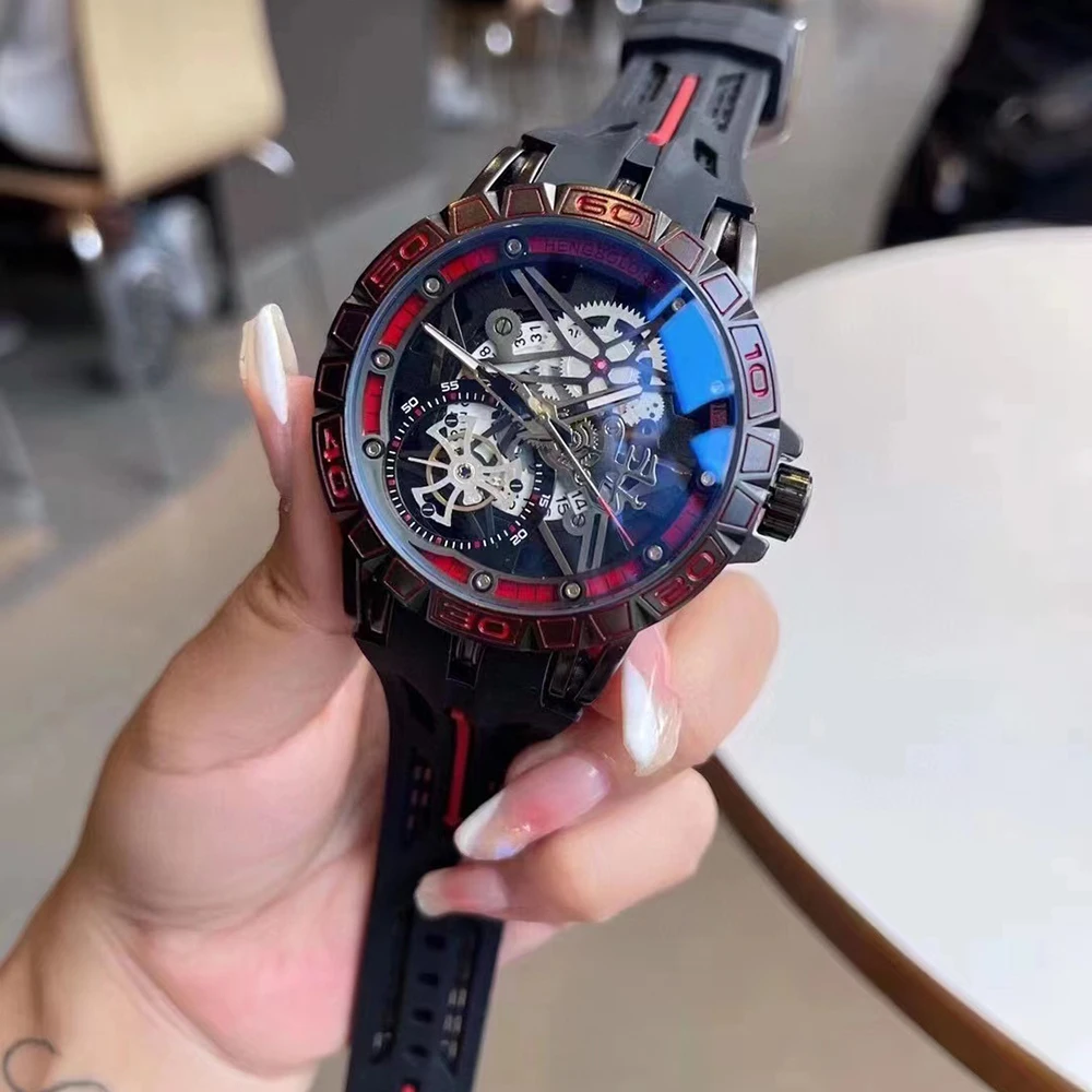 

2023 Cool 3D Creative 49mm Big Dial Men Watches Luxury Rubber Strap Waterproof AAA Original Quartz Wristwatch Relogio Masculino