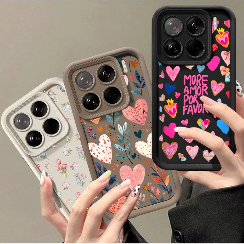 Love Heart Leaves Flower Matte TPU Silicone Case