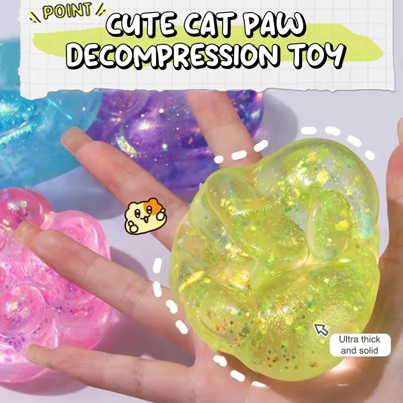 Cat Paw Taba Squishy Toy – Ultra-Soft Stress Relief Squeeze Toy with Quick Recovery, Cute Cat Paw Design, Mix Colors