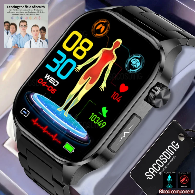 

2024New Blood Lipids Uric Acid Blood Glucose Smart Watch ECG+PPG+HRV Heart Rate Blood Body Composition Bluetooth Call Smartwatch