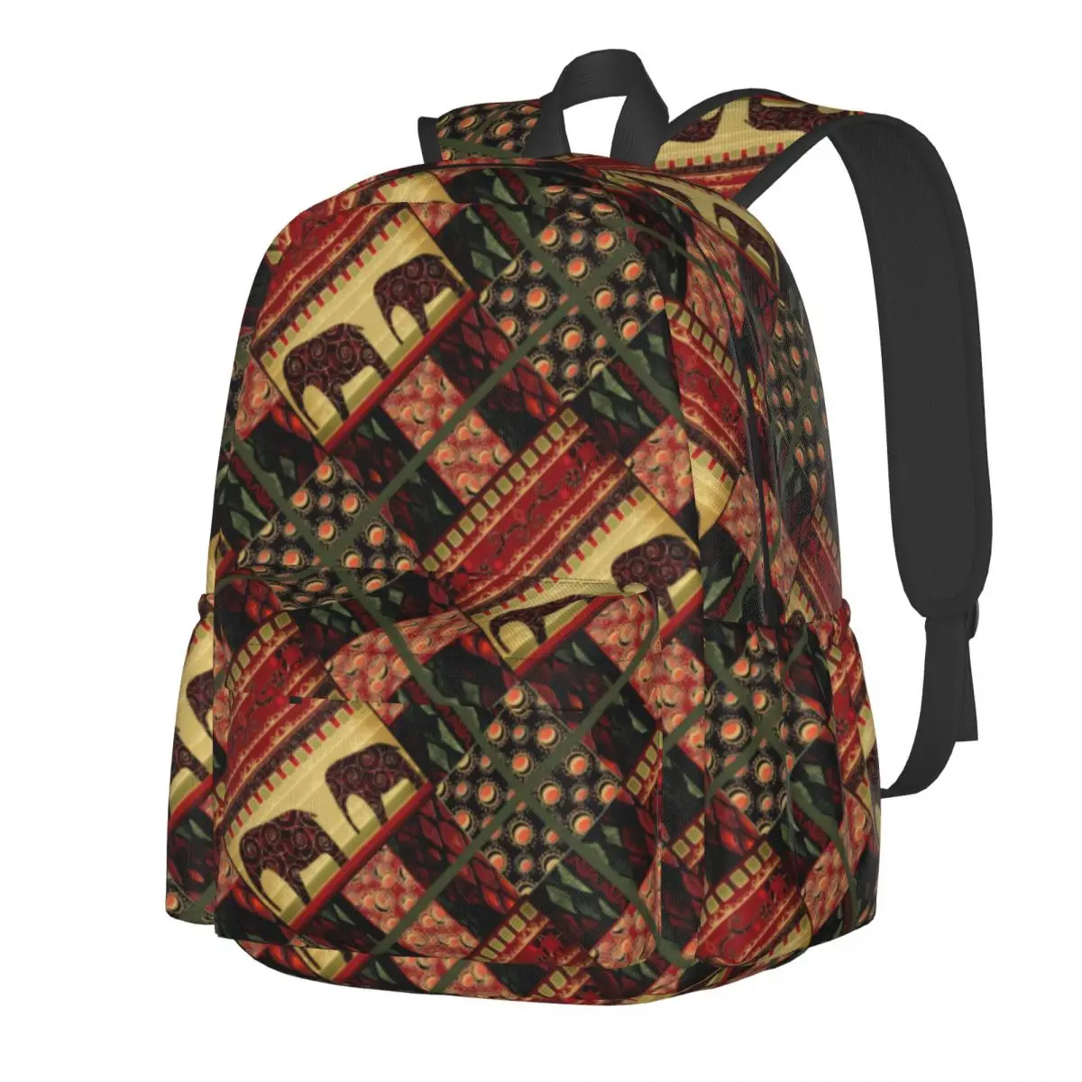 

African Patchwork Backpack Ornamental Indian Eleph Travel Backpacks Student Unisex Cool School Bags Design Soft Rucksack