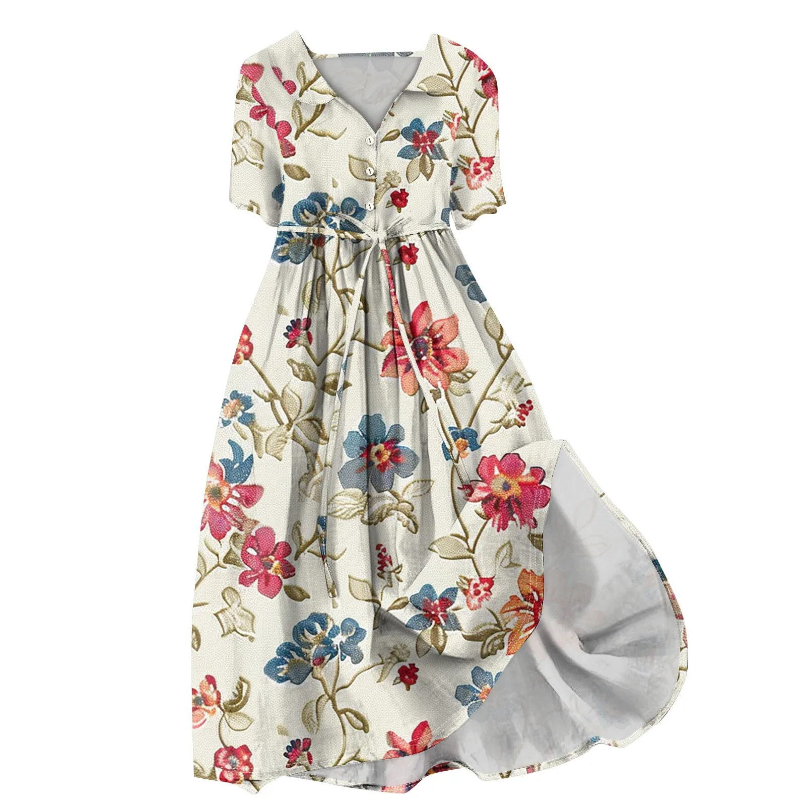 

Women's Fashion Casual Printed Lapel Collar Button Short Sleeve Elegant Sleeveless Korean Fashion Clothing платье летнее