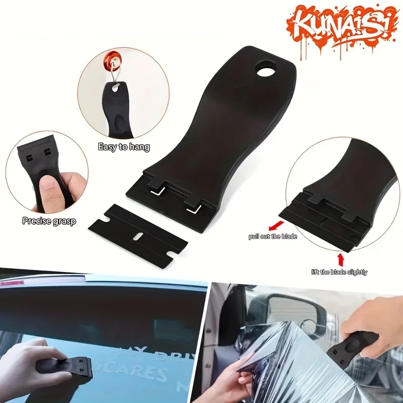 자동차 랩핑 설치 키트 (스퀴지, 접착제 제거 칼, 장갑, 물 스크레이퍼 포함) - 자동차 비닐 필름 및 유리 청소용