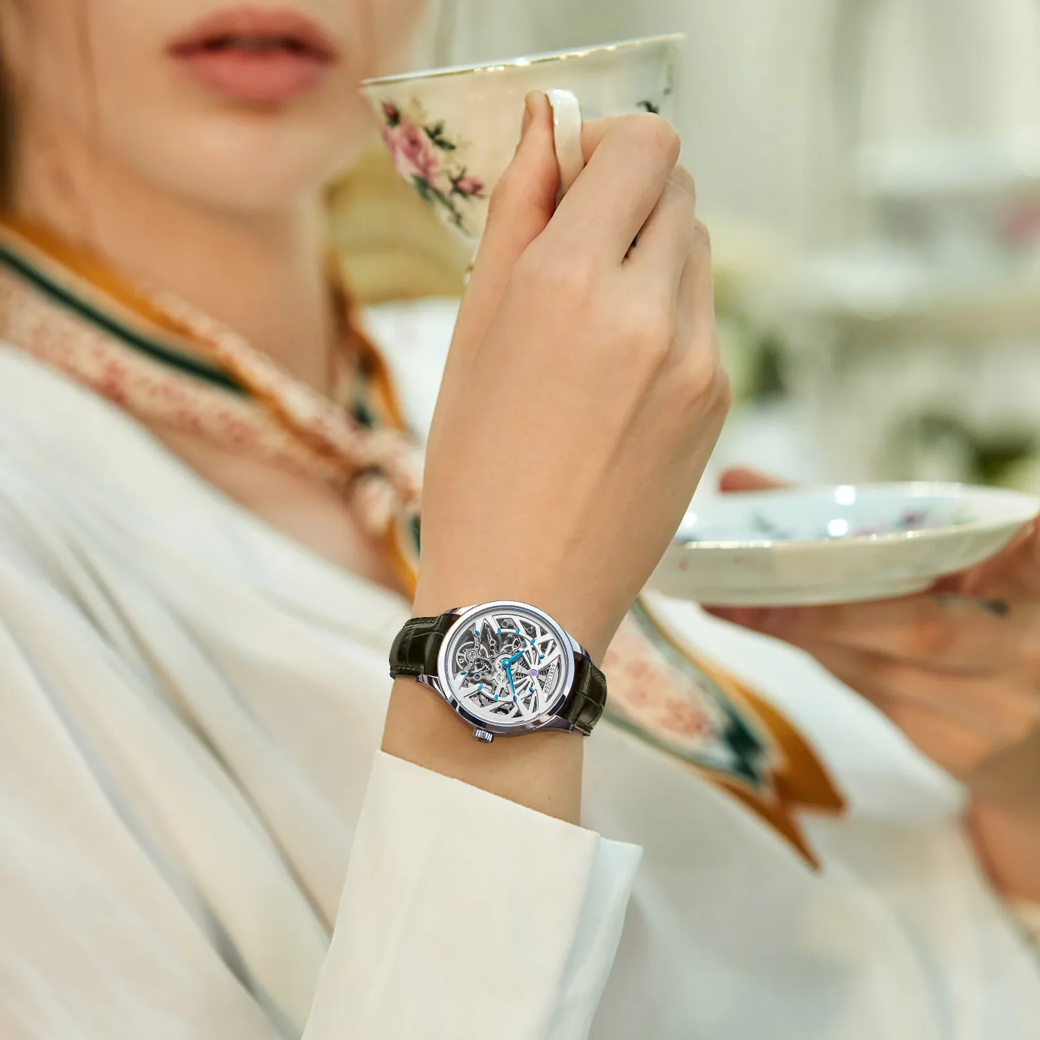 AGELOCER Women\'s Top Brand Mechanical Skeleton Automatic Luxury Watch Elegant Ladies Christmas Valentine