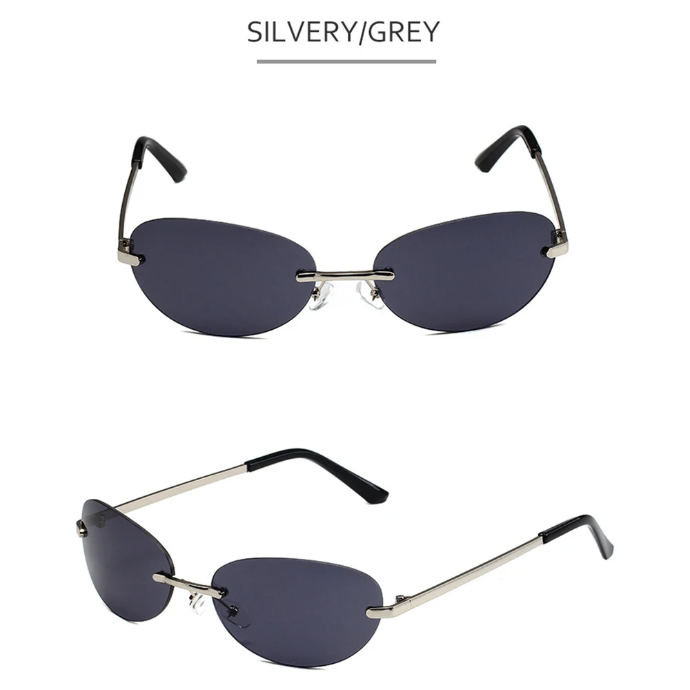 KLASSNUM Damen Y2K Ovale Sonnenbrille Randlos 2025, trendiger UV400-Schutz, Okular, Herrenmode, Sonnenbrille, Outdoor-Farbgläser – Detail 11