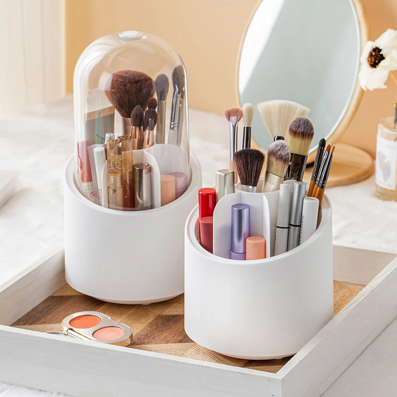 

360° Rotating Makeup Brush Storage Box Portable Desktop Cosmetic Organizer Lipstick Eyebrow Pencil Eye Shadow Brush Holder