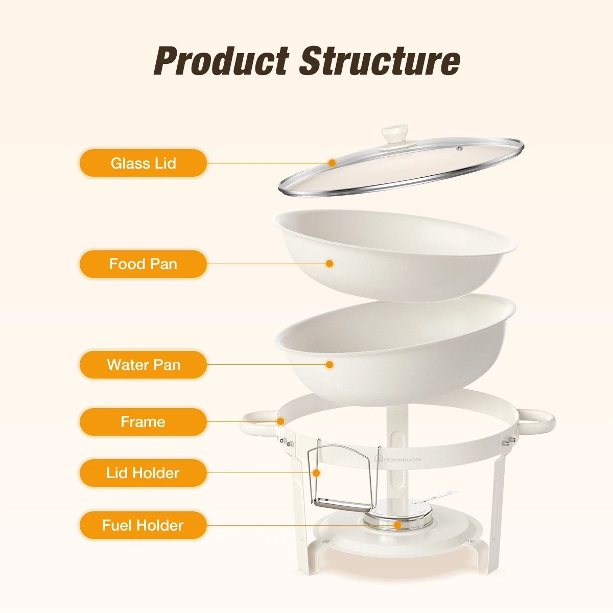White Round Chafing Dishes Buffet Set with Glass Lid