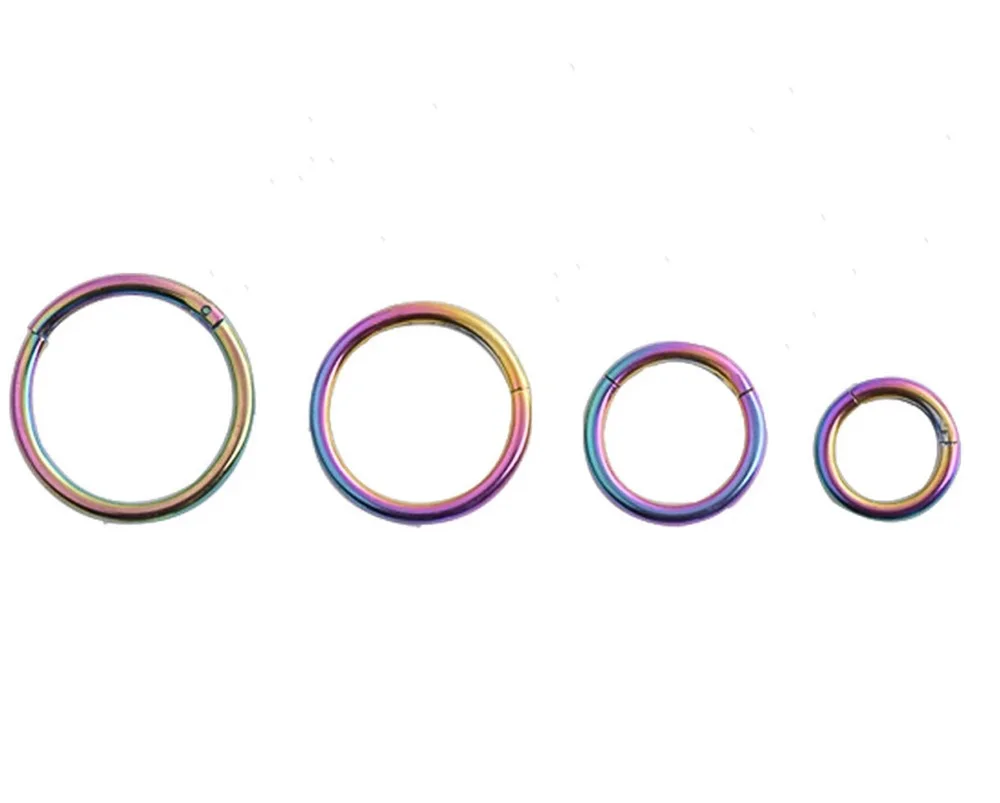 Piercing Jewelry 1Pcs Titanium Hinged Segment Nose Ring Ear Cartilage Tragus Helix Lip Piercing Nose Rings Studs Rainbow Gold Black Punk Jewelry