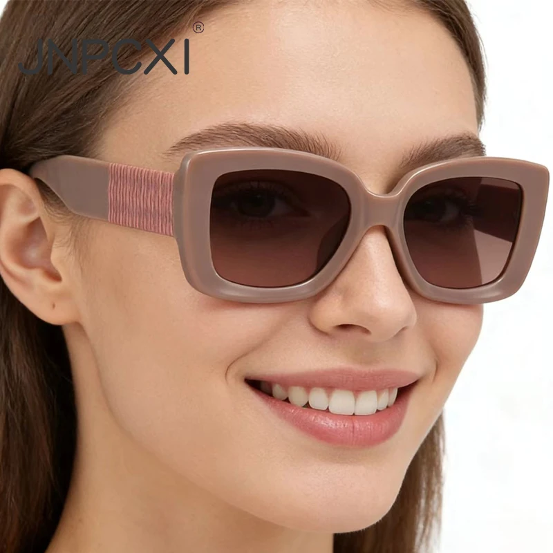 JNPCXI Quadratische Mode-Sonnenbrille für Damen, UV400, Retro-Farbverlauf, trendige Sonnenbrille für Herren
