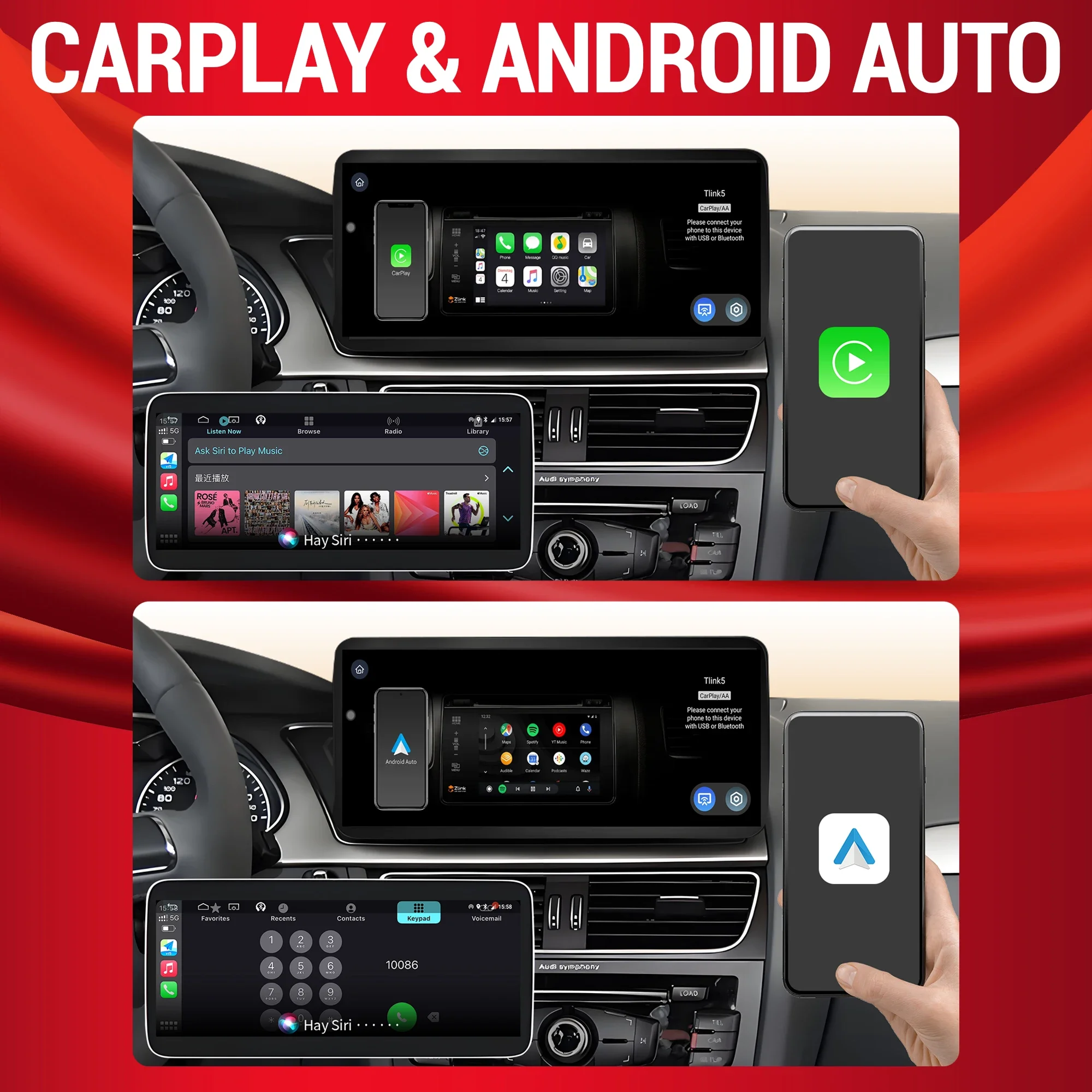 Radio de coche Android 13 de 12,3 pulgadas para Audi A4 A5 Q5 B9 2016-2023 inalámbrico BT Carplay Qualcomm Snapdragon 680 unidad principal pantalla táctil 4