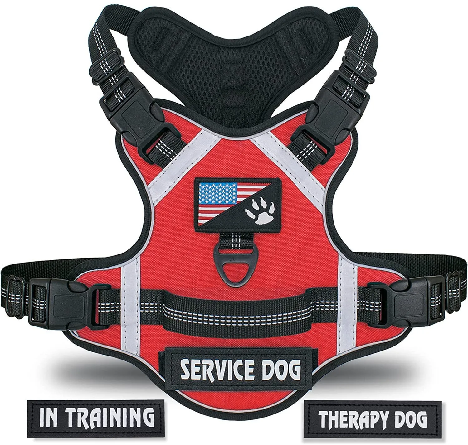 thumbnail image 1 of Arnés táctico reflectante antitirones para perros pequeños y grandes, para entrenamiento al aire libre, suministros para perros, parches gratuitos, 1 of 5