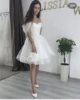 Short Sparkly Sweetheart Wedding Drezs Lace Up Back Off The Shoulder Knee Length For Women Customize To Measures Bridal Gowns 4