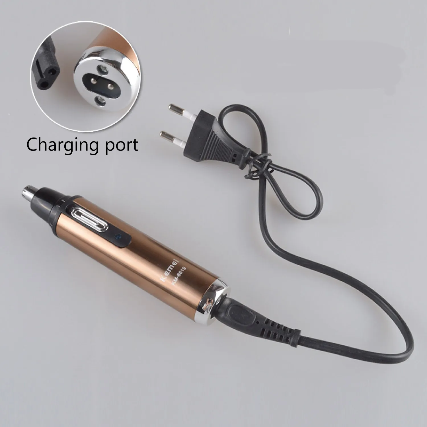 Kemei KM-6619 Nose Hair Cleaner Modern Design Portable Safety Rechargeable Personal Nose Ear Hair Removal Trimmer Home Travel 2