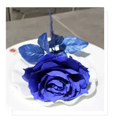 Elegant Silk Rose Arrangement in Black, White, and Red - Perfect for Home Decor, Photography, and Wedding Backdrops (Blue)
