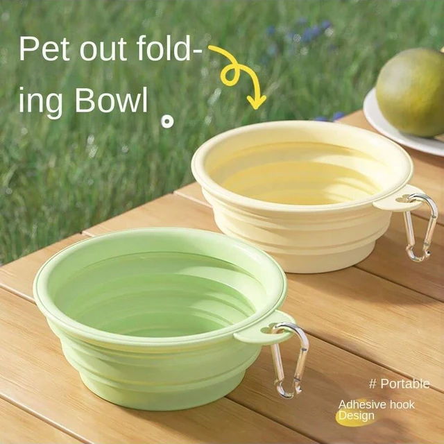 350ml Macaron Color Pet Outing Portable Foldableing Bowl Dog Drinking Bowl Cat Food Bowl Rice Bowl Travel Bowl with Carabiner 3