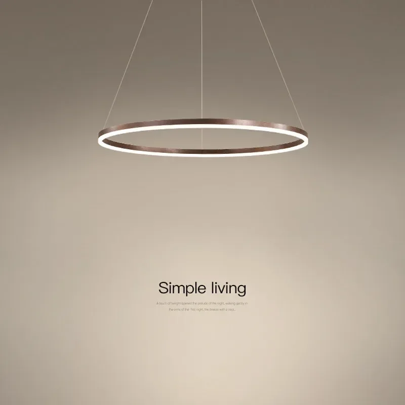 

Nordic Minimalism Single Ring Led Chandelier Lighting Aluminium Circle Lustre Pendant Chandelier Lamp Dimmable Led Lamp Fixtures