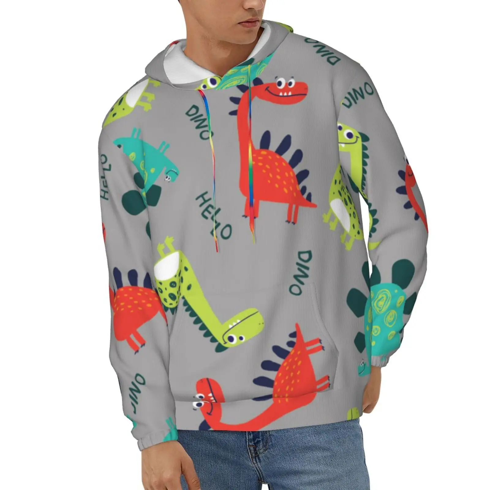 

Wansici Hoodie Long Sleeve Cute dinosaur pattern design Pullover Casual Sweatshirt