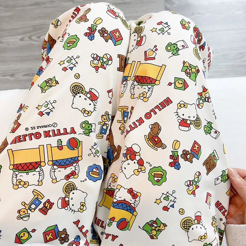 

Kawaii Sanrio Hello Kitty Pants Anime Cute Cartoon Loose Printed Student Tagram Casual Summer Pant That Can Be Worn Externally
