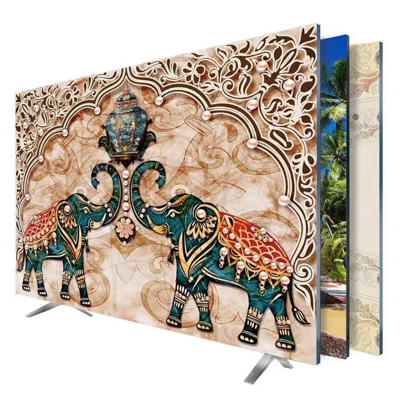 27''-86'' Beschermhoes Voor Televisie, TV-Cover, Indoor TV-Stofkap, Imitatie Gesmede Stof, Milieuvriendelijk Printen En Verven, Wall Mount/Curved/Desktop Monitor Universal