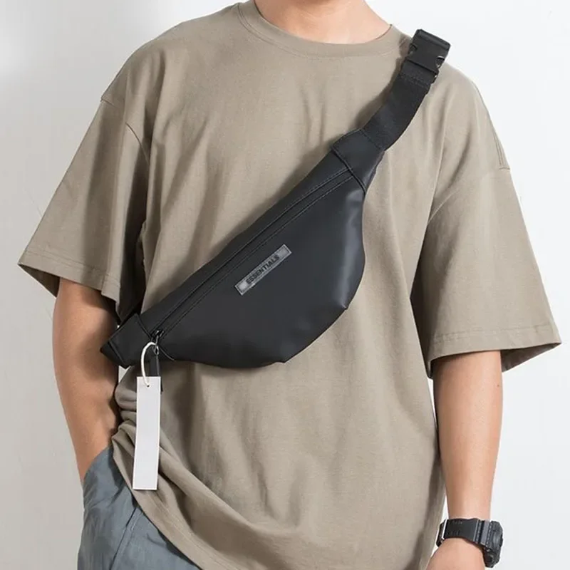 

ESSENTIALS Men Fashion Chest Bag PU Leather Trend Minimalist Waist Bag High Street Sports Chest Bag Brand Hip Hop Crossbody Bag