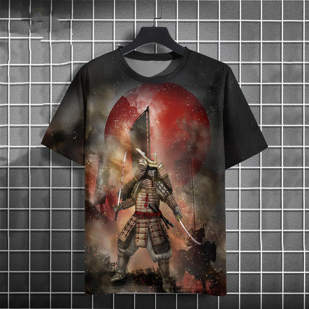 Men Short Sleeve Samurai Warrior T Shirt