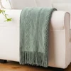 Battilo Sage Green Throw Blanket for Bed Couch Plaid Knit Throws Spring Sofa Blanket Lightweight Knitted Blanket for Home Decor 1