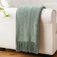 Battilo Sage Green Throw Blanket for Bed Couch Plaid Knit Throws Spring Sofa Blanket Lightweight Knitted Blanket for Home Decor 1