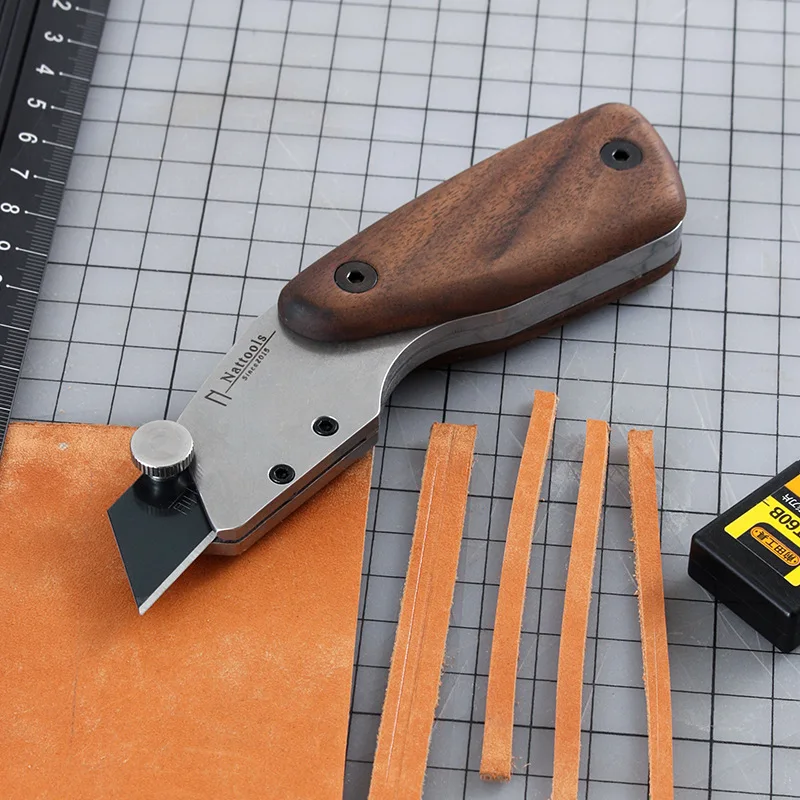 BlackWalnutHandleTrapezoidalSharpLeatherKnifeLeatherCutting