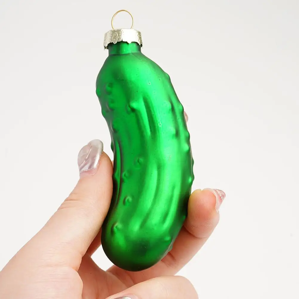 Christmas Pickle Ornament Tradition Decor Glass Blown Green Cucumber Craft Pendant Tags With Rope For Christmas Tree Home Decor christmas decorations