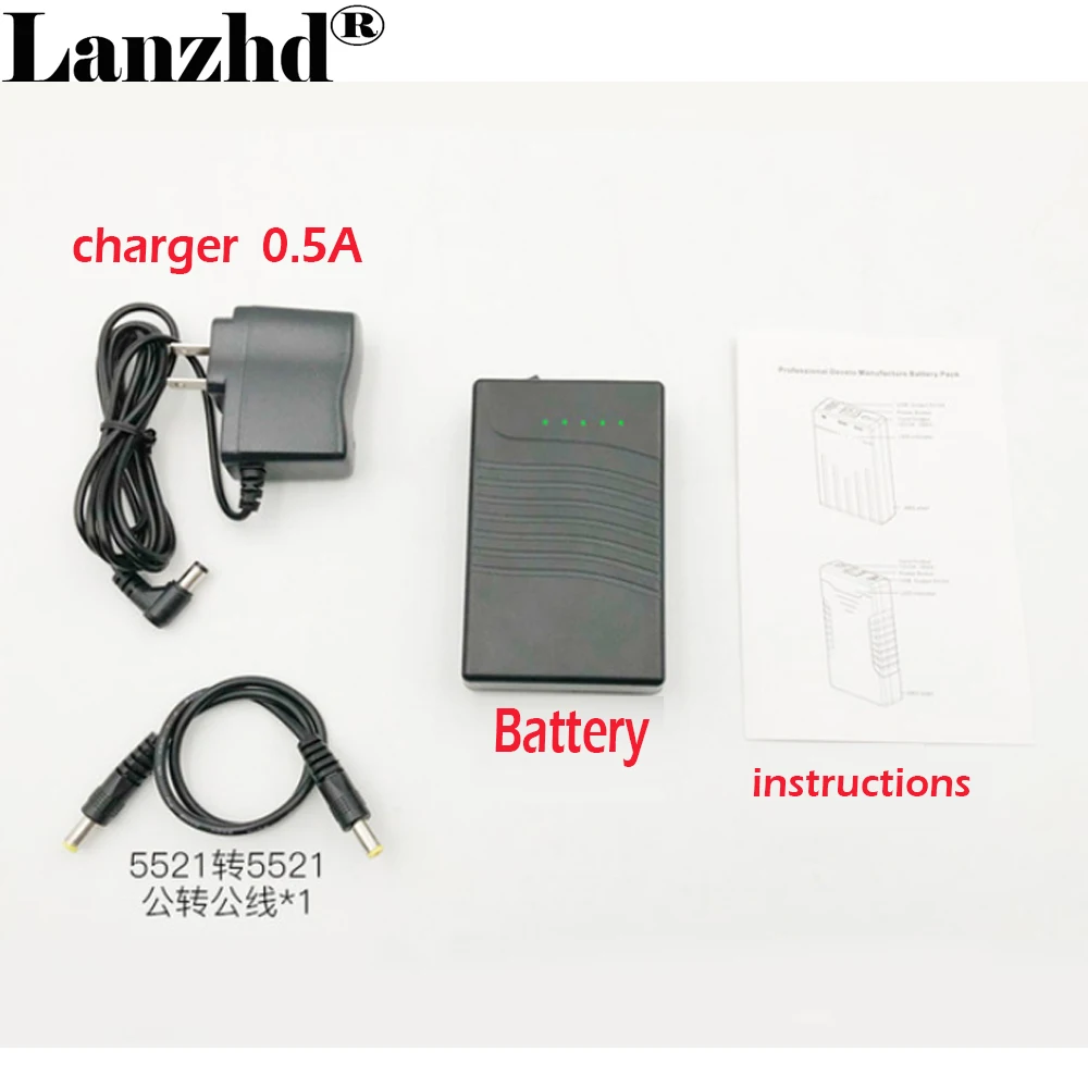 Lítio li Ion Bateria Bloco 3s1p dc 12v e Usb 5v Energia Móvel com 5521 Cabo e Carregador 2023 Novo 5v 12v 18650 3400mah - Image 3